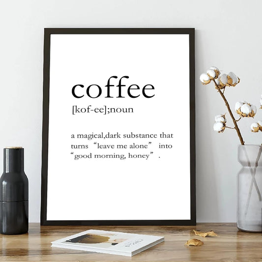 Canpllesy Coffee Wall Art Decor for Kitchen or Dinning Room Coffee Definition Coffee Poster Coffee Bar Funny Wall Posters Coffee Quotes Wall Art Coffee Wall Print UNFRAMED, 16X24H(40X60Cm UNFRAMED）