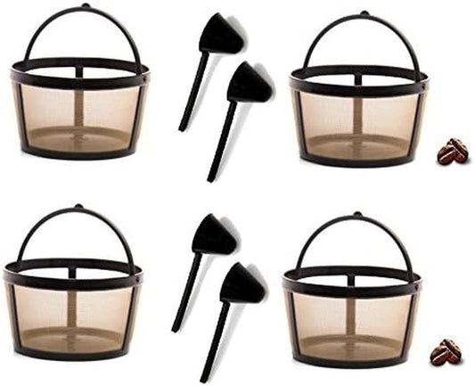 Replacement Permanent 4-Cup Coffee Filter Fits Mr Coffee 6659 Gold Tone Filter for TF5-RB Coffee Maker with Large Coffee Scoop