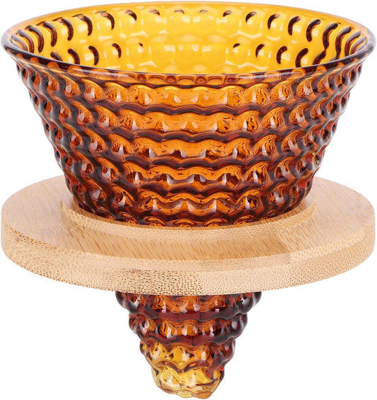 Glass Coffee Dripper, Pour over Coffee Dripper, Coffee Pot Filter Reusable Glass Coffee Dripper Funnel Kettle Brewer Accessories(Brown)